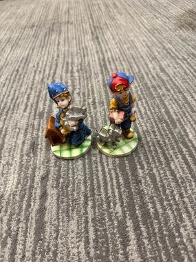 Blue and Red Ceramic Boy Figurine Set - Decorative Home Accents